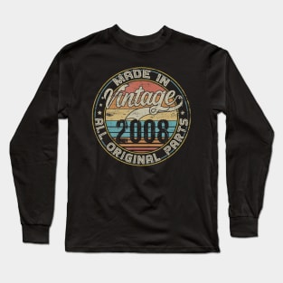 Classic 12th Birthday Gift For Men Women Vintage 2008 Long Sleeve T-Shirt